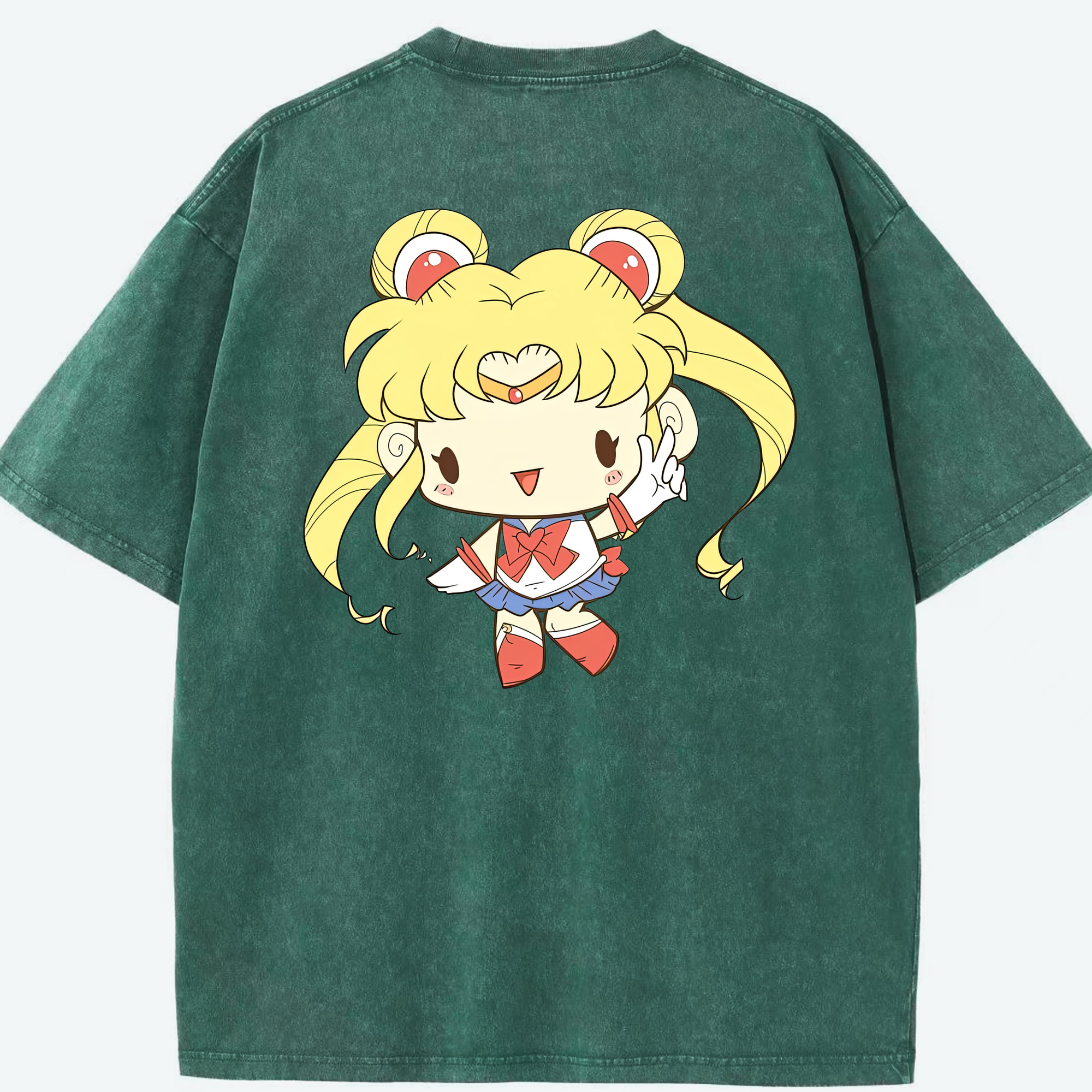 （画像用） 美少女戦士セーラームーン 月野 うさぎ つきの うさぎ Sailor Moon Tsukino Usagi 綿100% ヴィンテージ風 半袖Tシャツ（背面プリント）